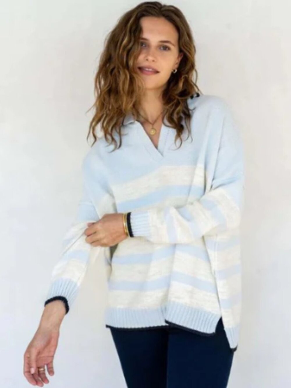 MERSEA Mersea Marina Polo Sweater Sky/Sea Salt Navy One Size